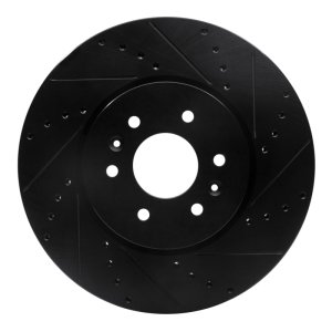 Kia BORREGO Brake Rotor (1) - Front Right - R1 Concepts - Drilled & Slotted - Black - `09-`10